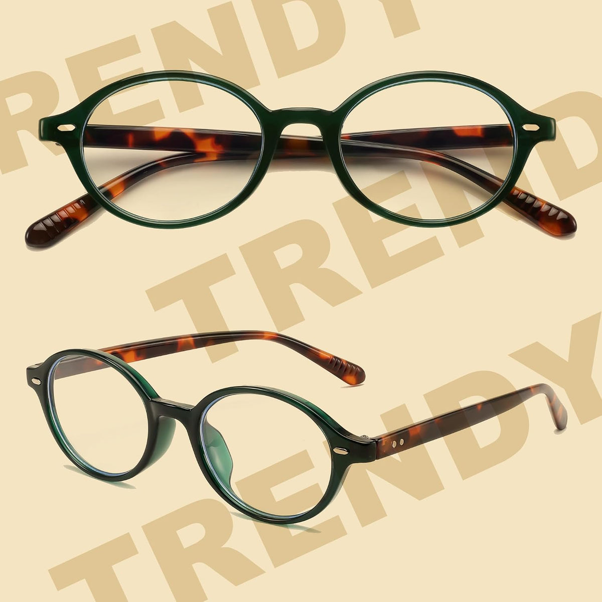 ÉÌƷͼƬ 10 | B0DJ4YNFXZ | FEISEDY Vintage Oval Blue Light Glasses for Women Men Stylish Lightweight 90s Eyeglasses Fake Nerd Y2k Eyewear Frame B0242