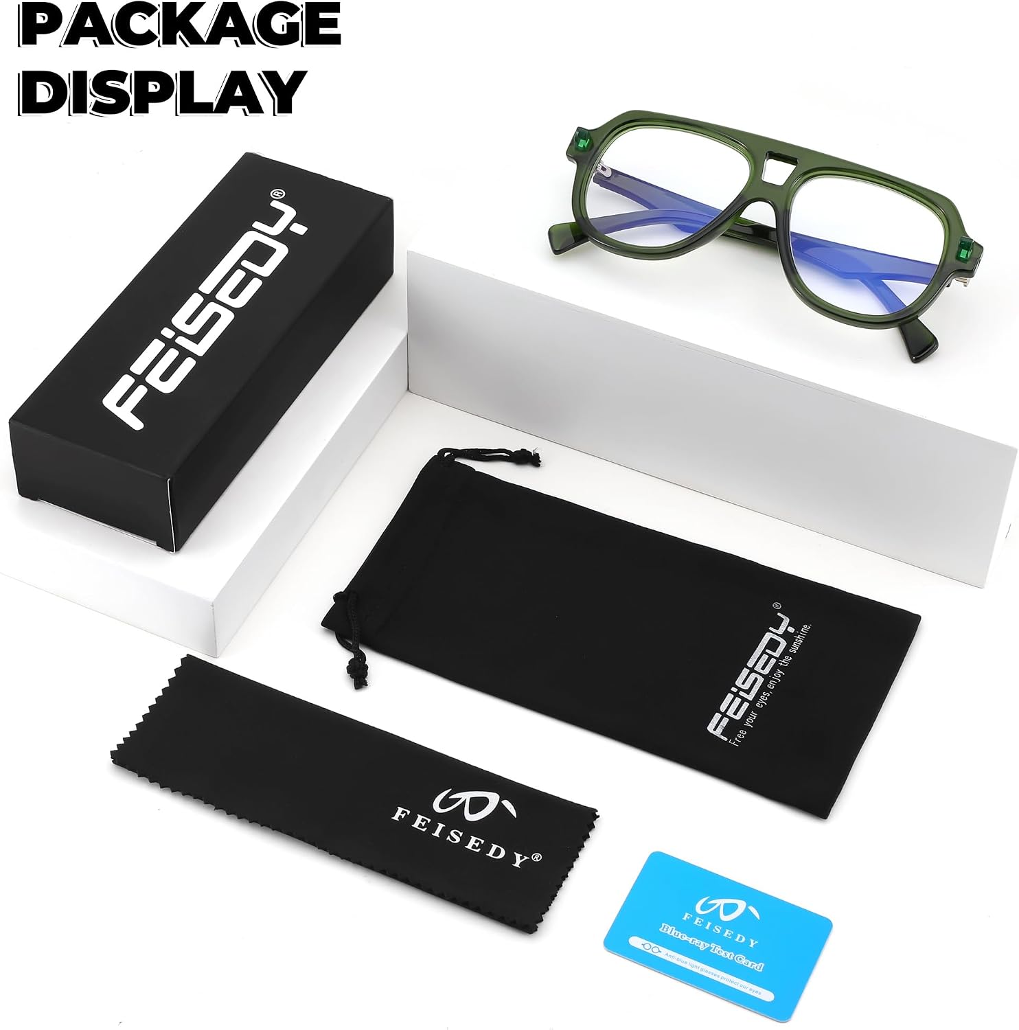 商品图片 23 | B0F32R72G4 | FEISEDY Stylish Reading Glasses for Woman Men Trendy Retro Double Bridge Readers B0287