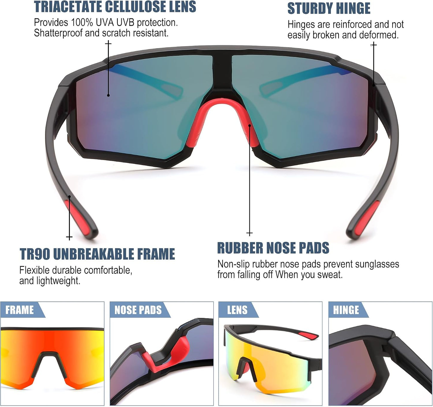 商品图片 24 | B0D95W5582 | FEISEDY Kids Sunglasses Youth Baseball Polarized Sunglasses Sports Lightweight TR90 Frame Boys Girls Cycling B0213