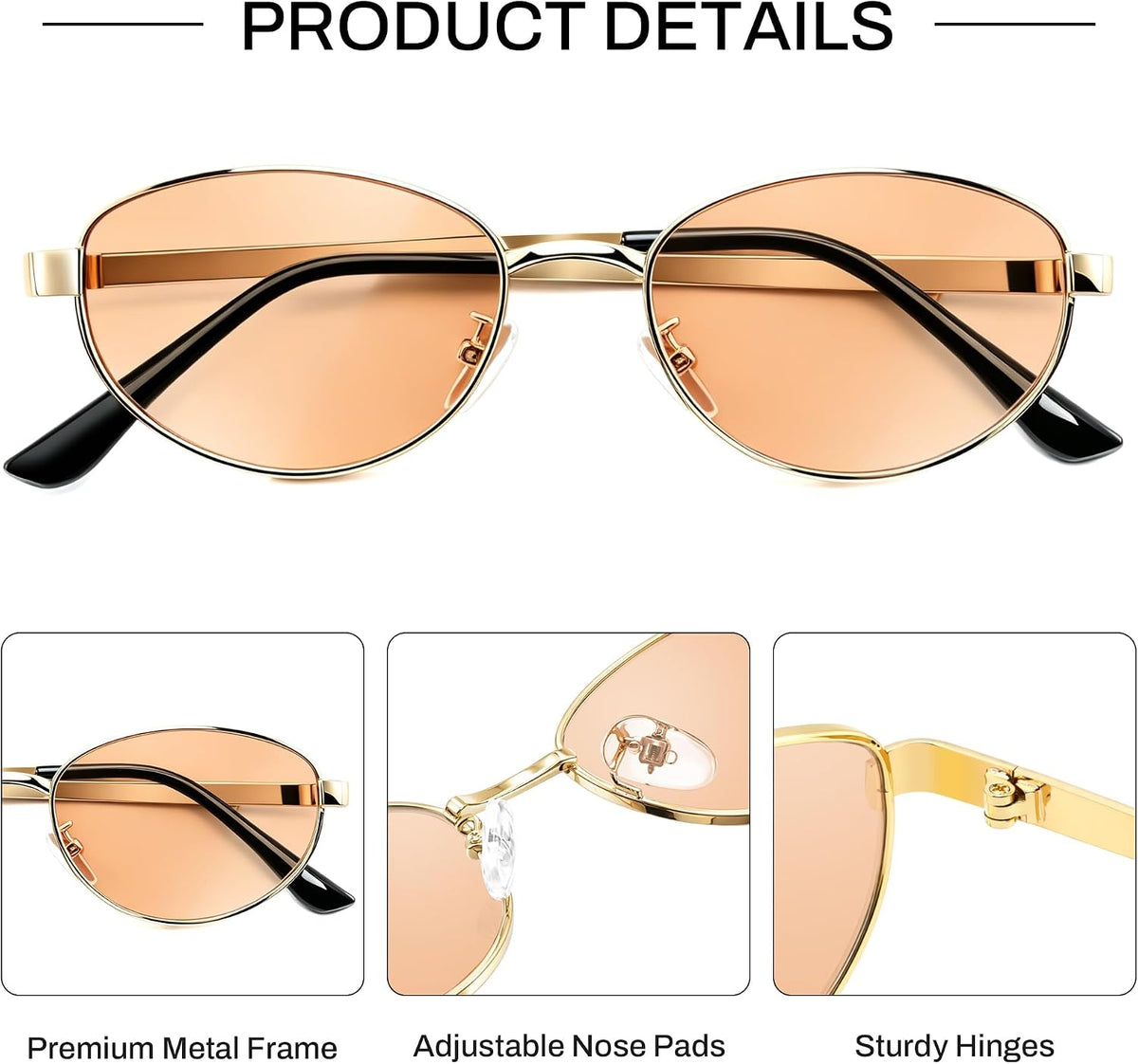 ÉÌƷͼƬ 25 | B0GVDQNHD2 | FEISEDY Oval Metal Sunglasses for Women and Men, Classic UV400 Protection Shades Retro Trendy Driving Fishing Eyewear B0430