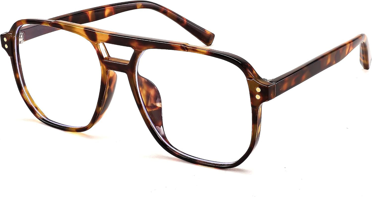 Tortoise / 2.0 x | B0FWXQNLW7 | FEISEDY Fashion Aviator Blue Light Reading Glasses for Woman Men B0318 | Square Pilot Computer Glasses, Anti Eyestrain Glare Readers