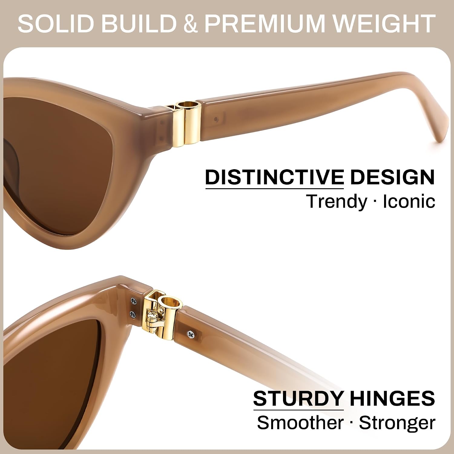 商品图片 11 | B0GVF3CZ9N | FEISEDY Cat eye Sunglasses Polarized and Retro Stylish for Women Men B0428 | UV400 Protection, for Driving Fishing Beach Travel and Party, Metal Accents, Versatile Styling