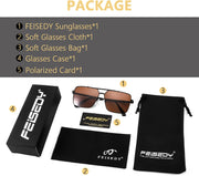 ÉÌƷͼƬ 14 | B0CP21BC1C | FEISEDY Trendy Polarized Aviator Sunglasses Womens Mens Retro Square Double Bridge Metal 90s Shades B0098