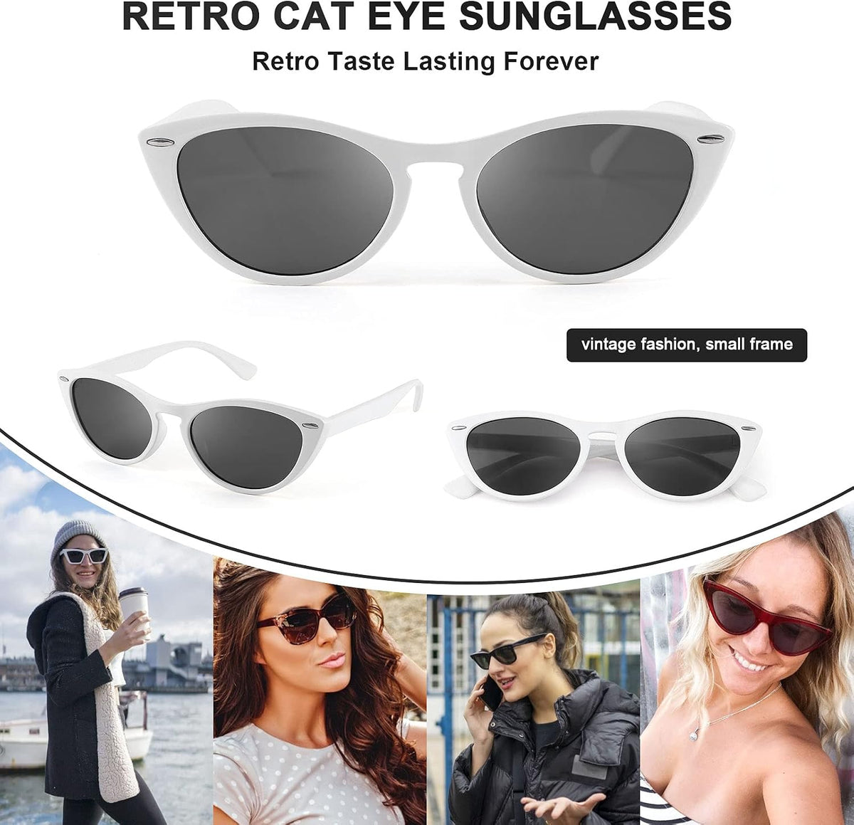 ÉÌƷͼƬ 32 | B08B8G5GR9 | FEISEDY Retro Cat Eye Sunglasses Women Men Vintage Small Cateye UV400 Sunglasses B2617