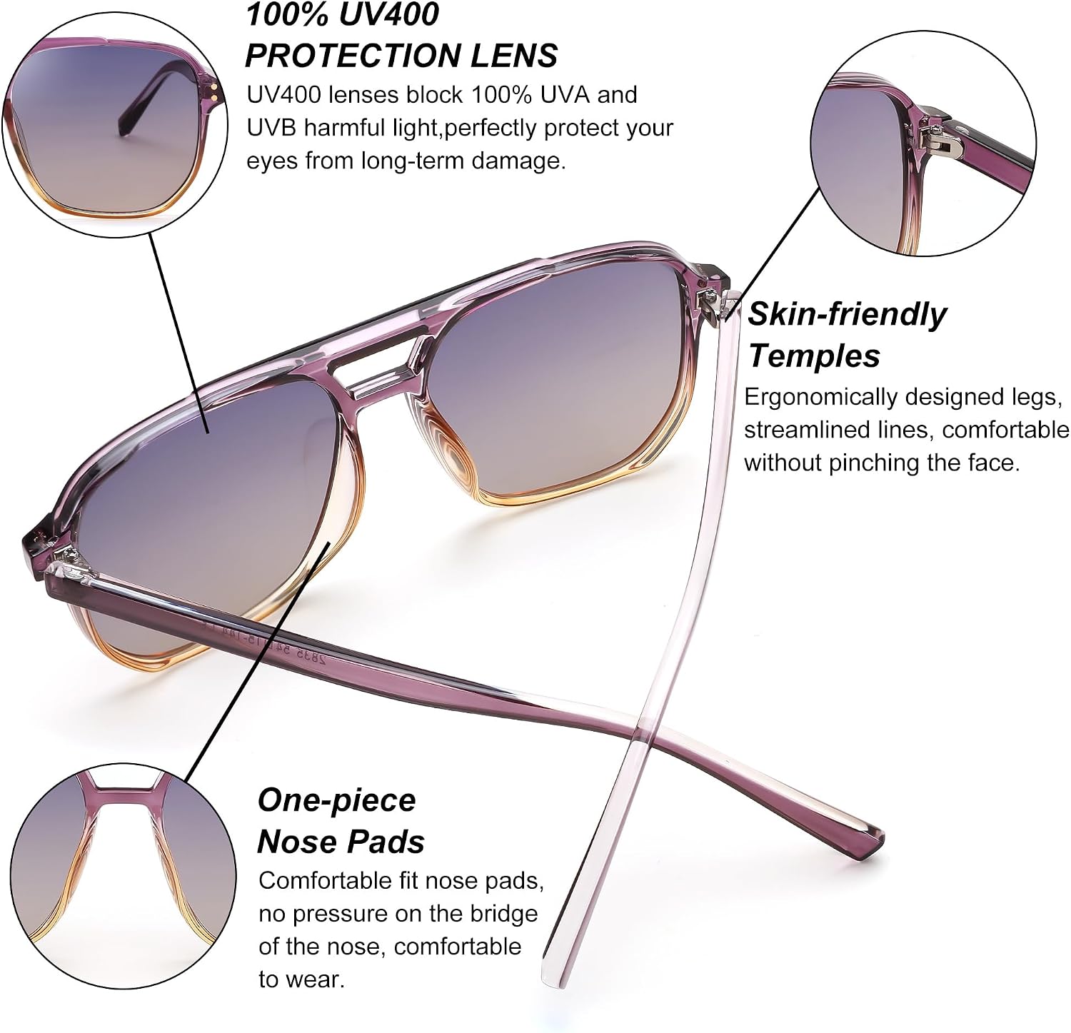 商品图片 80 | B09J8999GR | FEISEDY Retro Square Aviator Sunglasses Women Men 70s Vintage Trendy Plastic Frame Sun Glasses B2835