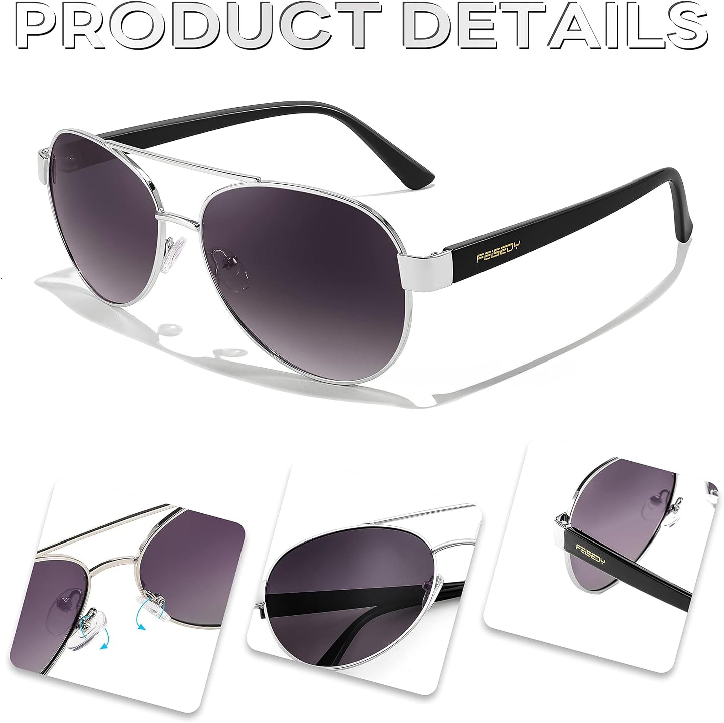 商品图片 17 | B0BXXC6Y74 | FEISEDY Classic Aviator Sunglasses for Women Pilot Polarized Sunglasses Men UV400 Protection for Driving Fishing Golf B4109