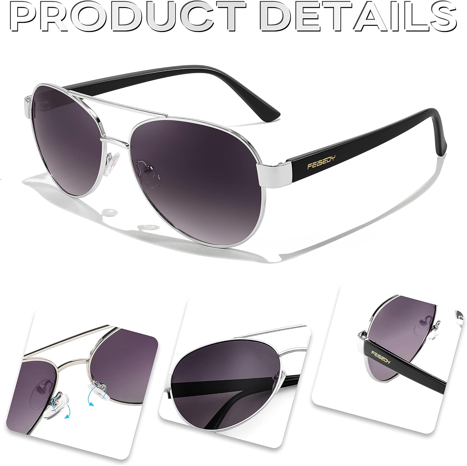 商品图片 17 | B0BXXC6Y74 | FEISEDY Classic Aviator Sunglasses for Women Pilot Polarized Sunglasses Men UV400 Protection for Driving Fishing Golf B4109
