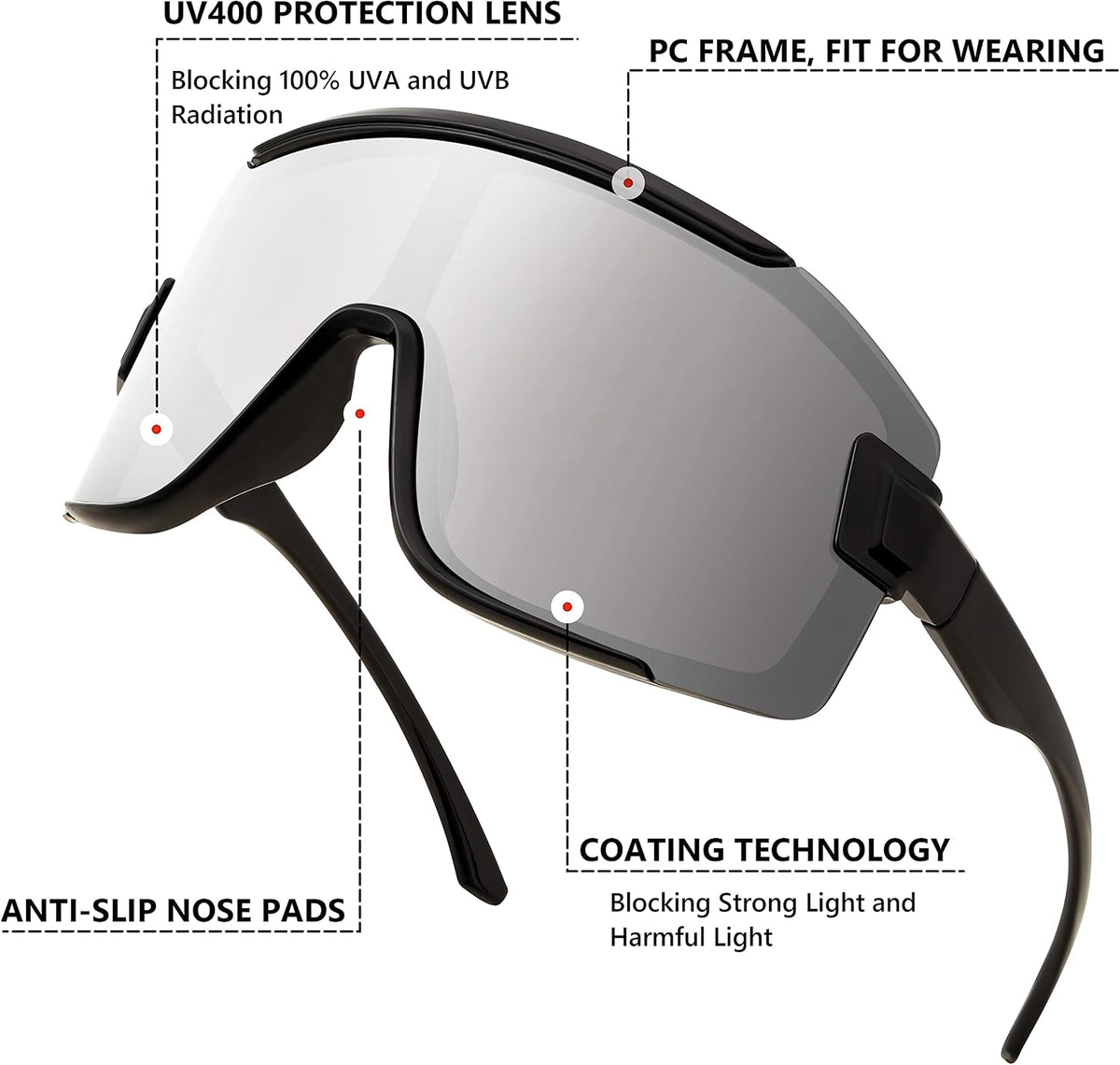 ÉÌƷͼƬ 34 | B0B45K1FS2 | FEISEDY Cycling Glasses Men Women Sport Sunglasses 80s ski Goggles Driving Fishing Biking Sunglasses UV Protection B2944