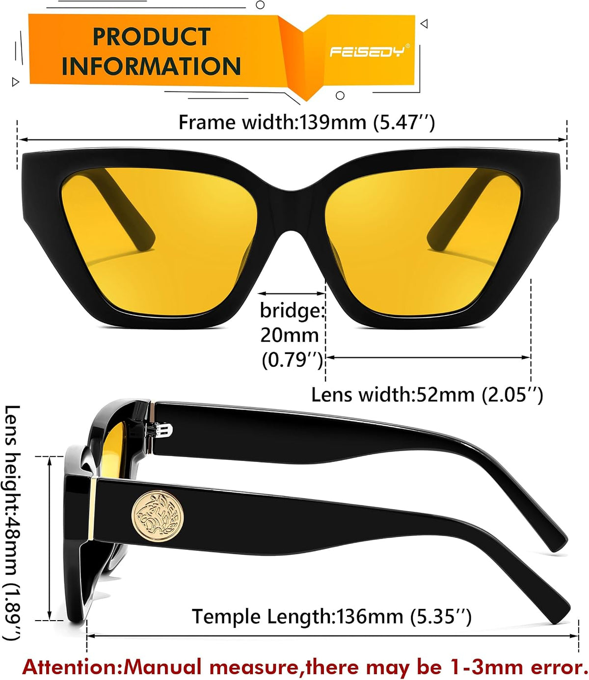 ÉÌƷͼƬ 26 | B0F8N6T6HM | FEISEDY Women's Polarized Cat Eye Sunglasses - UV400 Protection, Trendy Design for Driving & Daily Wear B0299