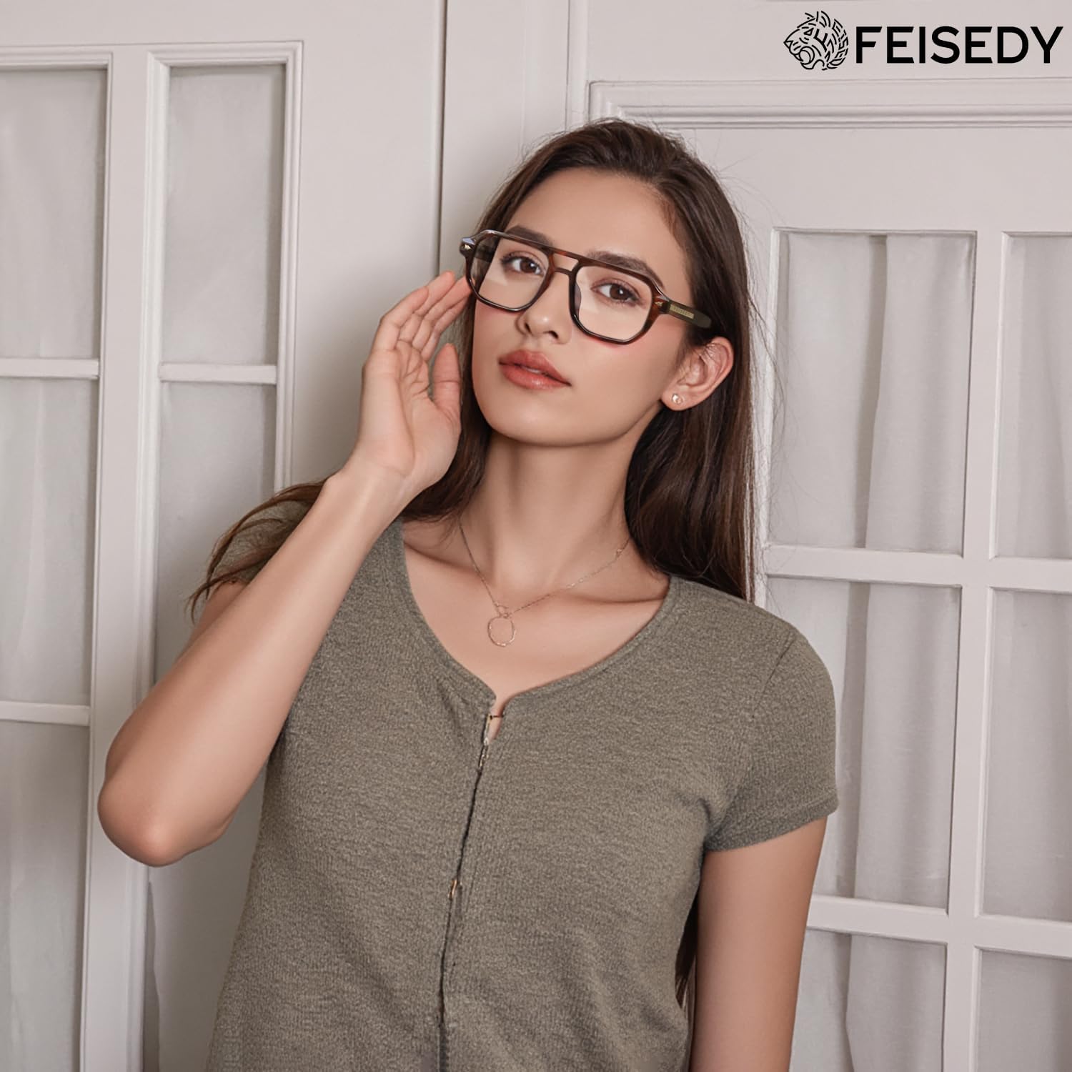 商品图片 4 | B0FHKFDMDZ | FEISEDY Aviator Blue Light Glasses for Men Women, Retro 70s Style Design TR90 Anti Glare Digital Eyestrain & Daily Wear B0284