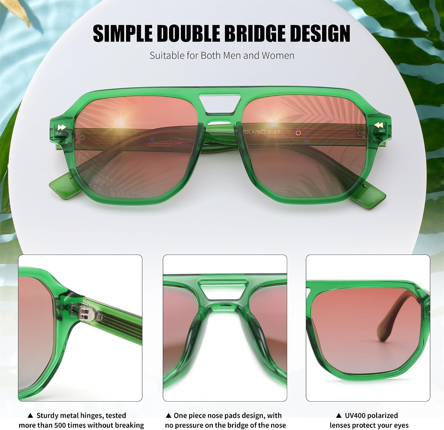 商品图片 51 | B0DSH2BVX5 | FEISEDY Polarized Aviator Sunglasses Men Women, Retro 70s Style Design - UV400 Protection, Driving & Daily Wear B0203