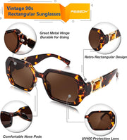 ÉÌƷͼƬ 22 | B0CNPQGQRW | FEISEDY Retro Rectangle Sunglasses for Women Men Classic Square Rhinestone Frame Sun Glasses Polygon Designer UV400 B0047