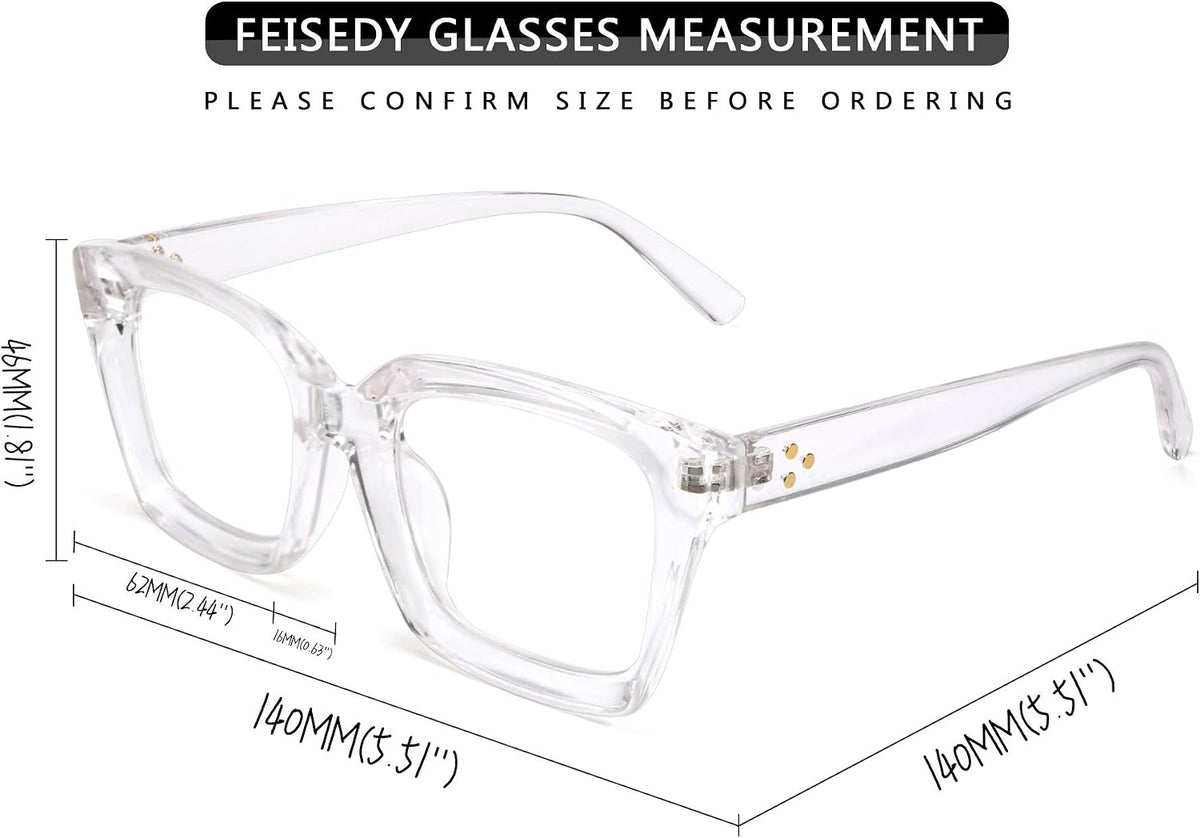 ÉÌƷͼƬ 45 | B082SGFPVF | FEISEDY Glasses Frame Womens, Square Thick Eyeglasses Frame, Classic Eyewear for Men B2461