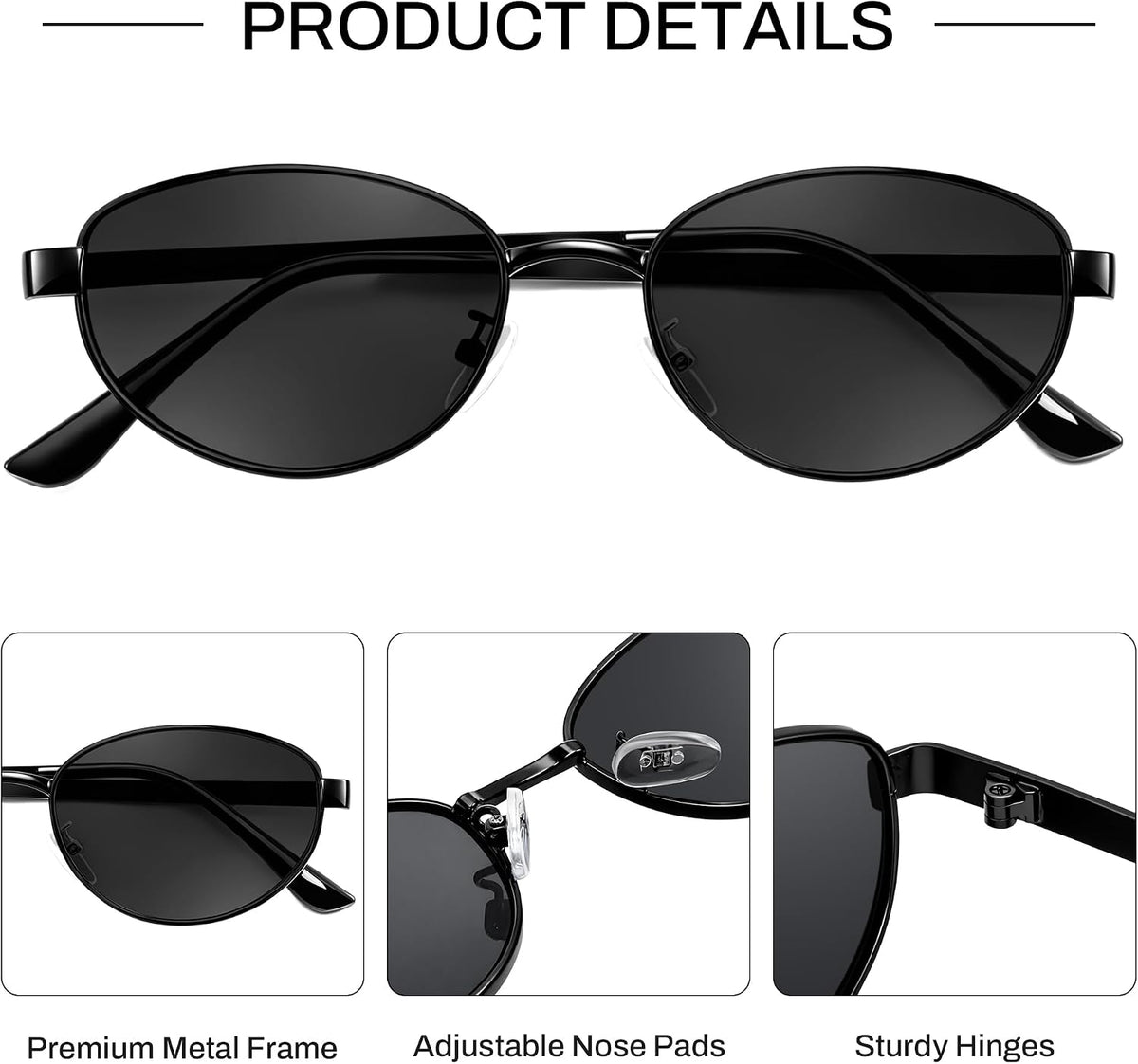 ÉÌƷͼƬ 11 | B0GVDQNHD2 | FEISEDY Oval Metal Sunglasses for Women and Men, Classic UV400 Protection Shades Retro Trendy Driving Fishing Eyewear B0430