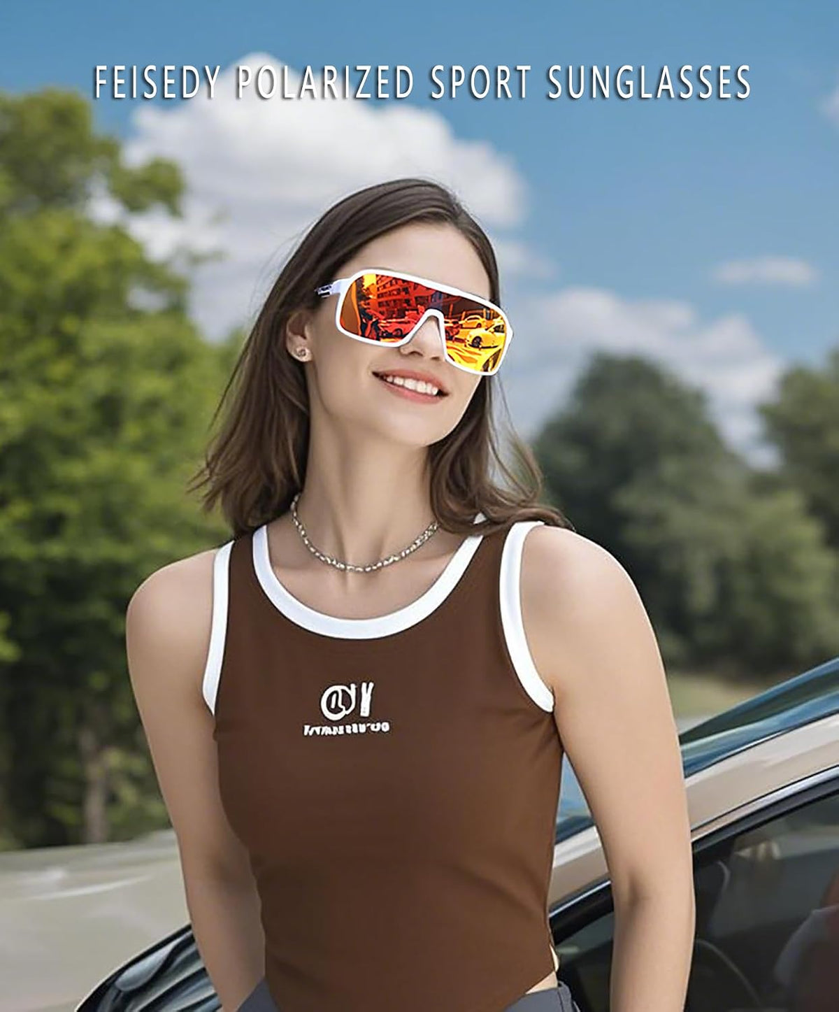 ÉÌƷͼƬ 11 | B0CWTZ9491 | FEISEDY Fashion Polarized Sunglasses Oversized One Piece Reflective Lens Sports Sun Glasses B0122