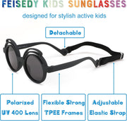 ÉÌƷͼƬ 5 | B0CQBTQZFP | FEISEDY Baby Polarized Round Sunglasses Flexible Rubber Shades with Strap for Infant Toddler Newborn Age 0-24 Months B0060