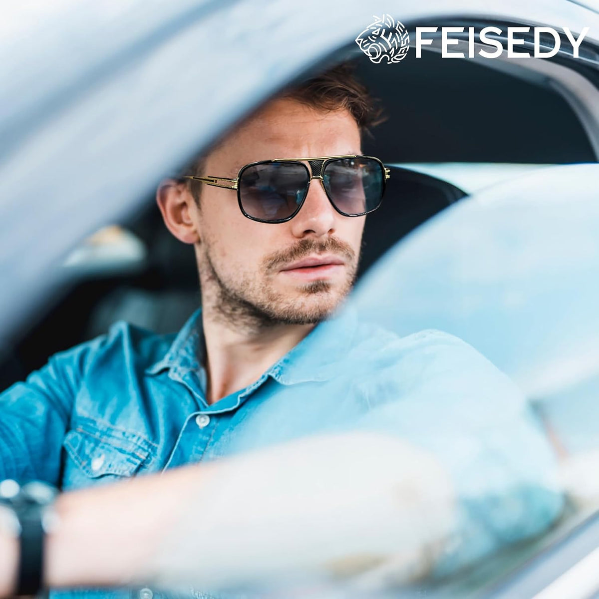 ÉÌƷͼƬ 10 | B0FLQ31HK3 | FEISEDY Sunglasses Mens Oversized Retro Metal Steampunk Shades Sunnies Fishing Driving B0272