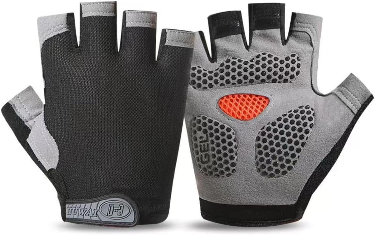 M(Palm Circ. 7.1- 8.3") | B0GZ3WN5S6 | Half Finger Cycling Gloves for Men Women, Breathable Anti-Slip Gel Palm Workout Gloves for Gym, Biking, Weight Lifting