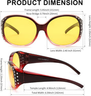 ÉÌƷͼƬ 50 | B0GRVLVZYS | FEISEDY Women's Polarized Wrap-Around Fit Over Sunglasses with Rhinestones, Anti-Glare Driving Sun Glasses B0362