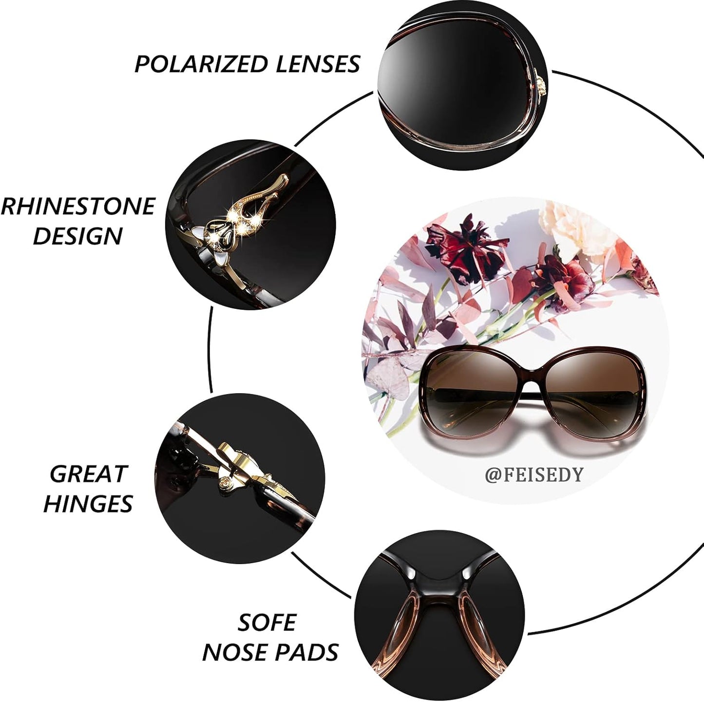 商品图片 58 | B08S7G8RRP | FEISEDY Oversized Polarized Sunglasses Women Men Large Shades B2730