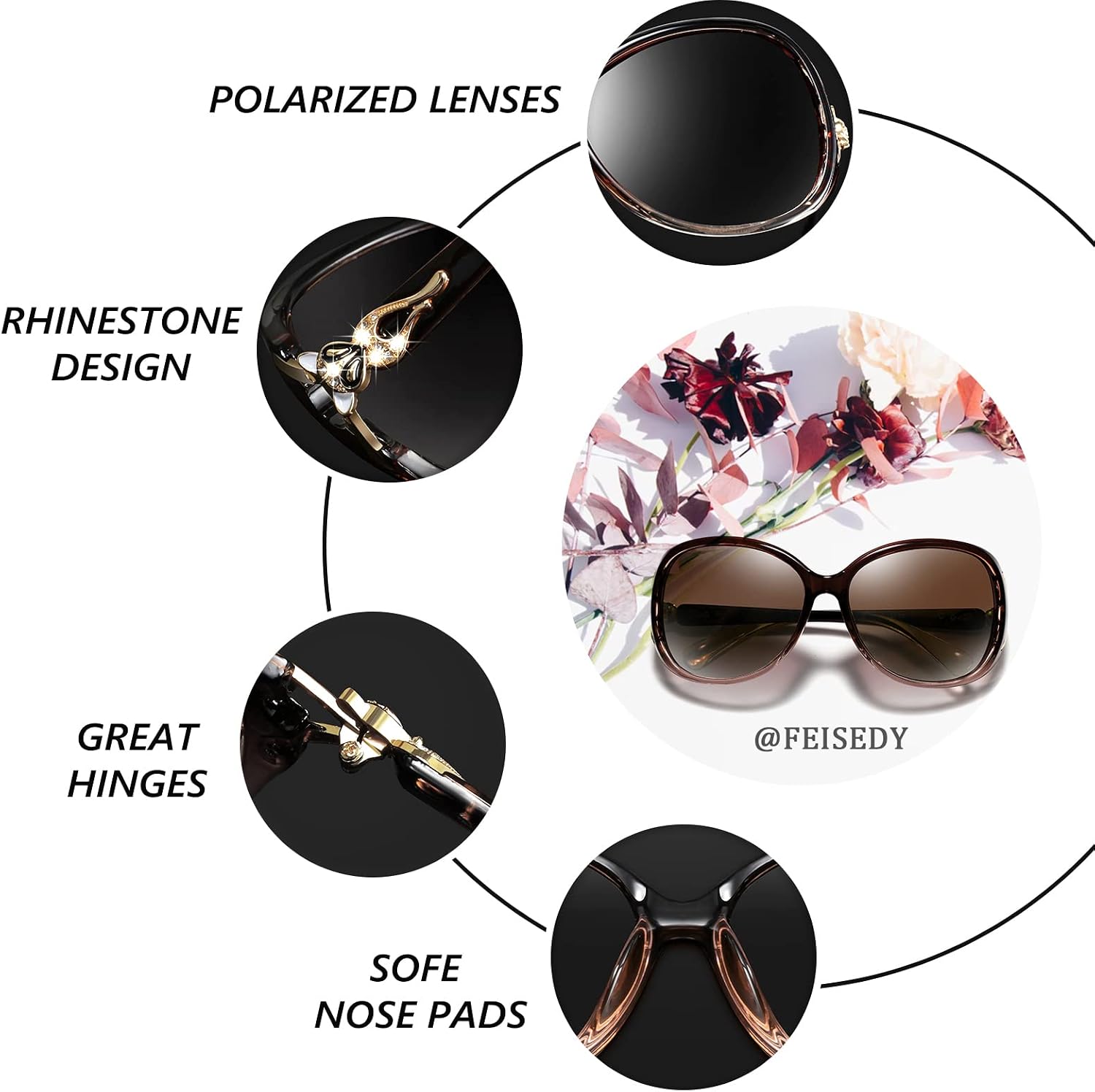 商品图片 58 | B08S7G8RRP | FEISEDY Oversized Polarized Sunglasses Women Men Large Shades B2730