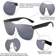 ÉÌƷͼƬ 31 | B08DY1CW9T | FEISEDY Mirrored Rimless Sunglasses One Piece Lens Reflective Sunglasses for Women Men B2647