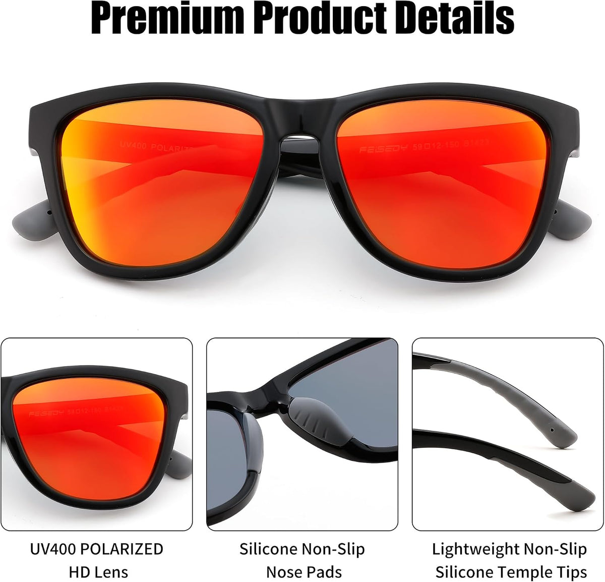 商品图片 30 | B0HFJF1ZXG | FEISEDY Polarized Sunglasses Women Men Sports Lightweight Sun Glasses B1423