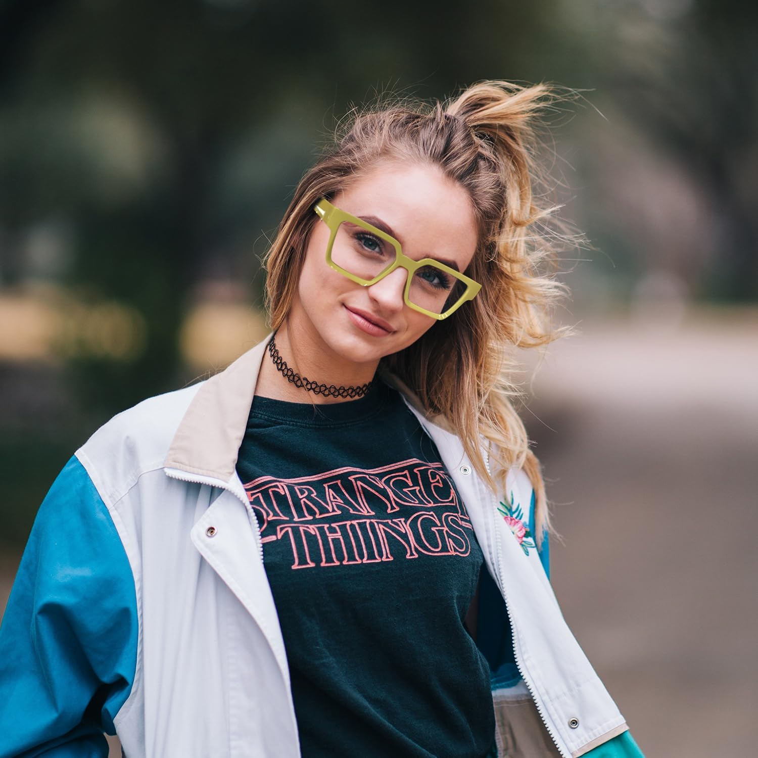 商品图片 10 | B0CDBH37B5 | FEISEDY Oversized Blue Light Glasses for Women Men TR90 Retro Square Anti Eyestrain Glasses Rectangle Fashion Frame B0037