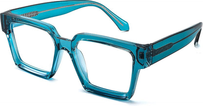 006 - Blue / 53 Millimeters | B0CDBH37B5 | FEISEDY Oversized Blue Light Glasses for Women Men TR90 Retro Square Anti Eyestrain Glasses Rectangle Fashion Frame B0037