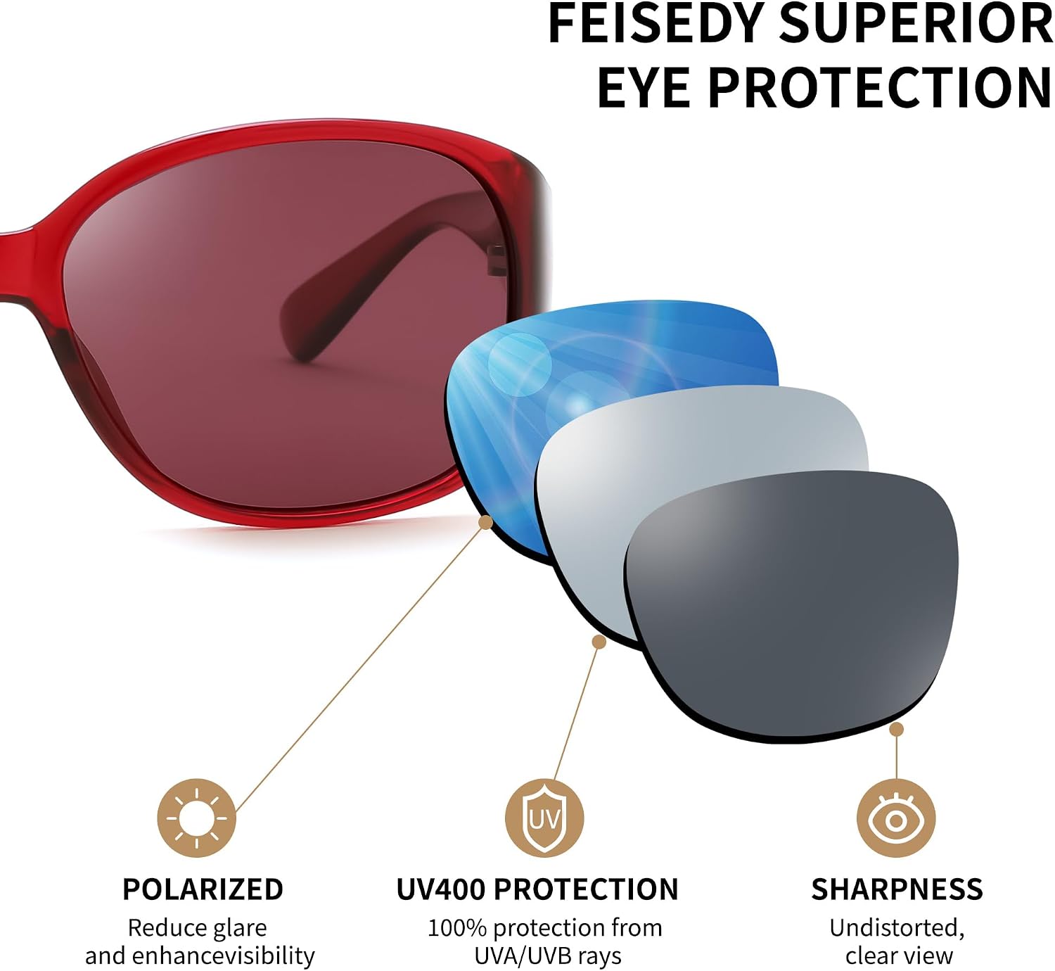 商品图片 12 | B0H4R52F3D | FEISEDY Women's Polarized Sunglasses Wrap Around Vintage Fashion Sunnies UV400 Protection B0394