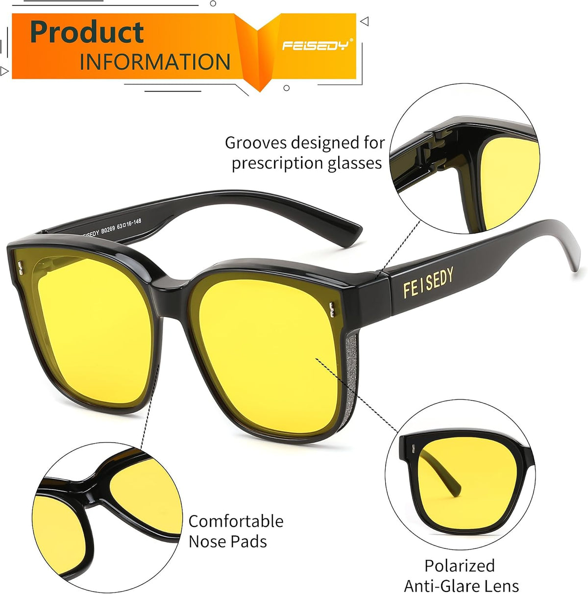 ÉÌƷͼƬ 10 | B0DS5D4WB4 | FEISEDY Sunglasses That Fit Over Glasses for Women Men UV400 B0269