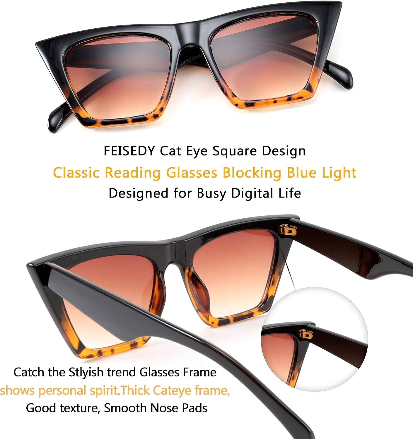 商品图片 95 | B0C5378735 | FEISEDY Vintage Square Cat Eye Sunglasses Women Trendy Cateye Sunglasses B2473