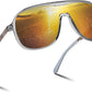 Grey Frame and Gold Lens / 58 Millimeters | B0DSV4D3Z2 | FEISEDY Polarized Sunglasses Men Women Mirrored One Piece Lens B0277