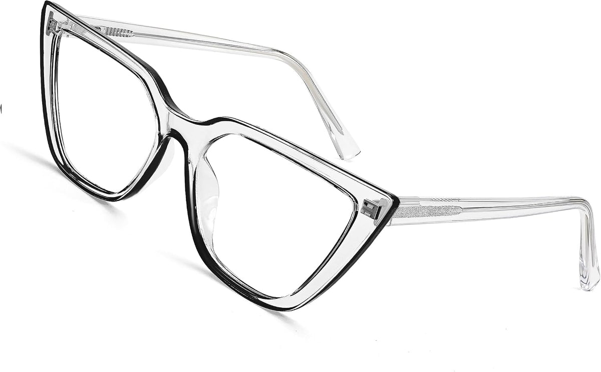 Transparent Black / 51 Millimeters | B0BHT5M418 | FEISEDY Women Cat Eye Blue Light Blocking Glasse Frame Fake Nerd Clear Square Computer Eyewear Anti Eyestrain B2353