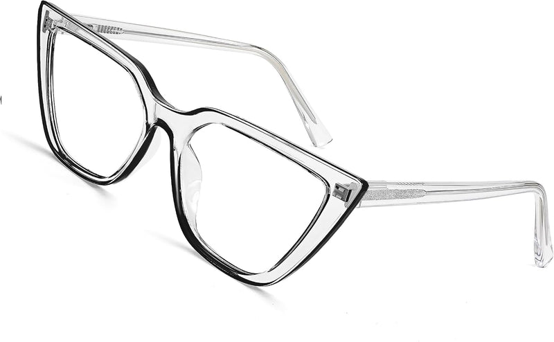 Transparent Black / 51 Millimeters | B0BHT5M418 | FEISEDY Women Cat Eye Blue Light Blocking Glasse Frame Fake Nerd Clear Square Computer Eyewear Anti Eyestrain B2353