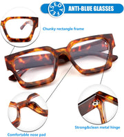 商品图片 3 | B0C1SQ2TX3 | FEISEDY Blue Light Blocking Glasses Thick Computer Eyewear Retro 90s Square Frame B2383