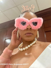 ÉÌƷͼƬ 121 | B09PN9V5N6 | FEISEDY Sunglasses Women Plush Fuzzy Soft Velvet Party Masquerade B2877