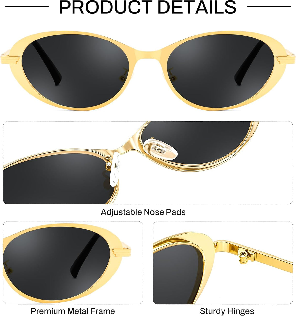 ÉÌƷͼƬ 32 | B0GVDPV1W4 | FEISEDY Metal Oval Sunglasses UV400 Protection for Women and Men B0429