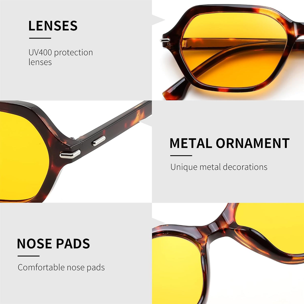 ÉÌƷͼƬ 39 | B0HJYQR9BW | FEISEDY Classic Square Sunglasses for Women Men, Retro Trendy Shades B0493