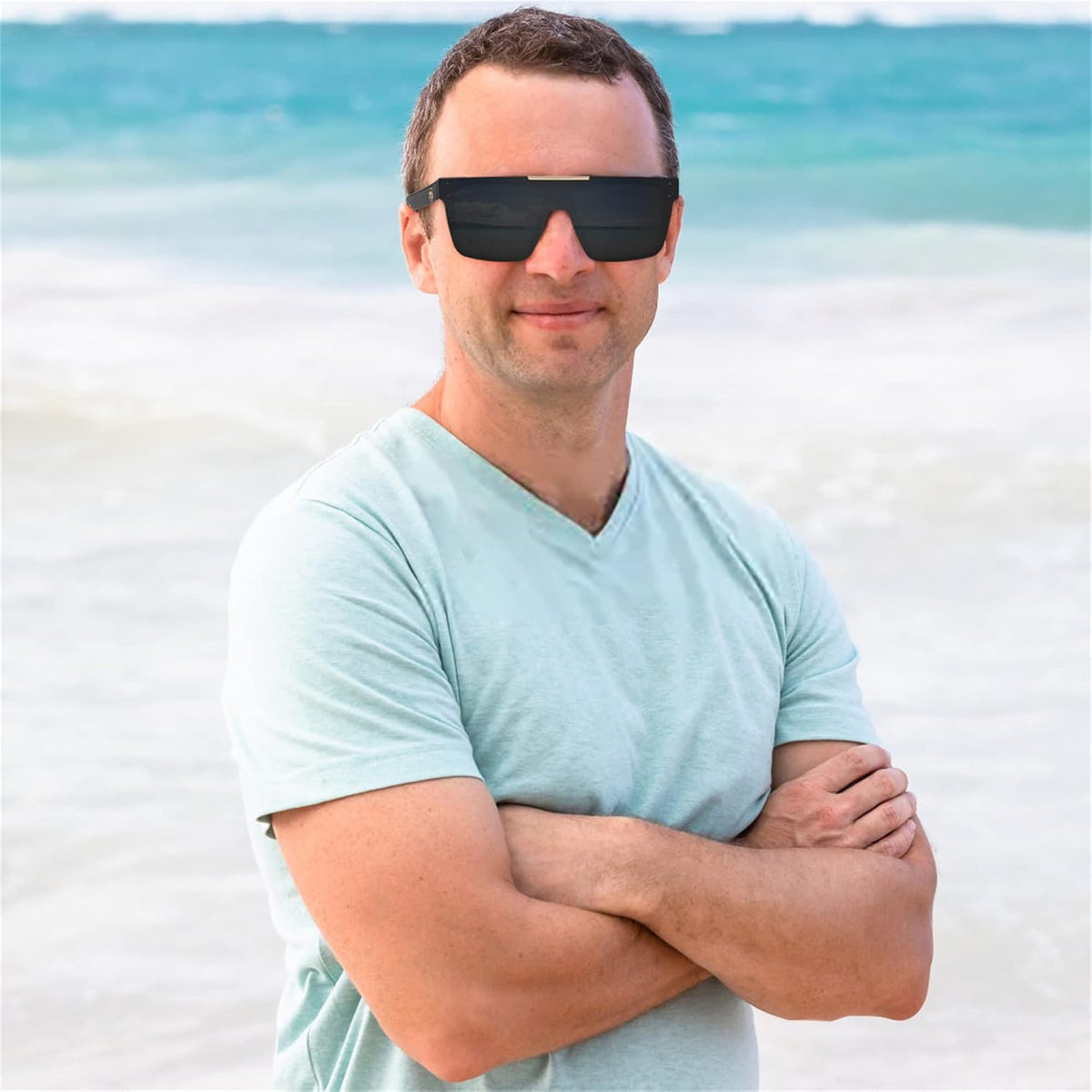 ÉÌƷͼƬ 14 | B0BZ4J86KV | FEISEDY Polarized Sunglasses for Men, Z87 Oversized Square Flat Top B2990
