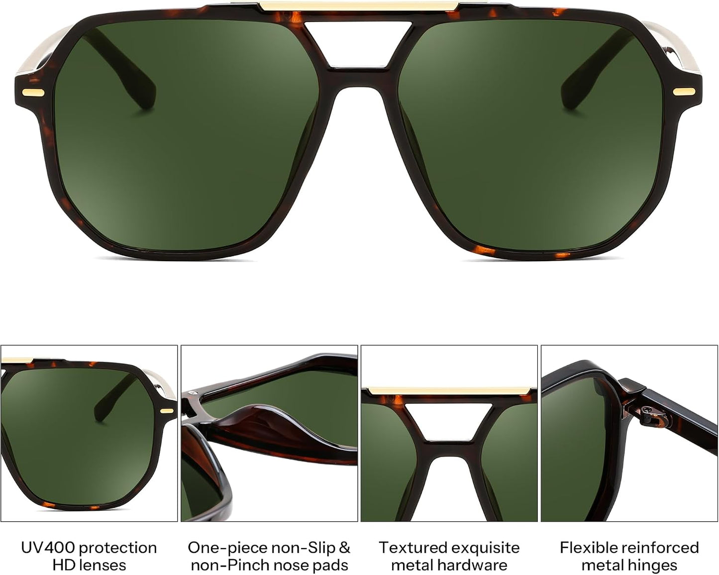 商品图片 42 | B0H71K72HH | FEISEDY Retro Aviator Sunglasses for Women Men 70s Square Sun Glasses B0281