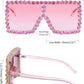 商品图片 34 | B096YZPRF2 | FEISEDY Oversized Sparkling Crystal Sunglasses Disco Diamond Flat Top Fashion Square Large Shades B2782
