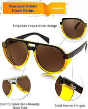 ÉÌƷͼƬ 16 | B0CT8R8S1H | FEISEDY Steampunk with Side Shields Aviator Sunglasses for Men Women 80s Retro Flat Top Oversized Polarized Shades B0096