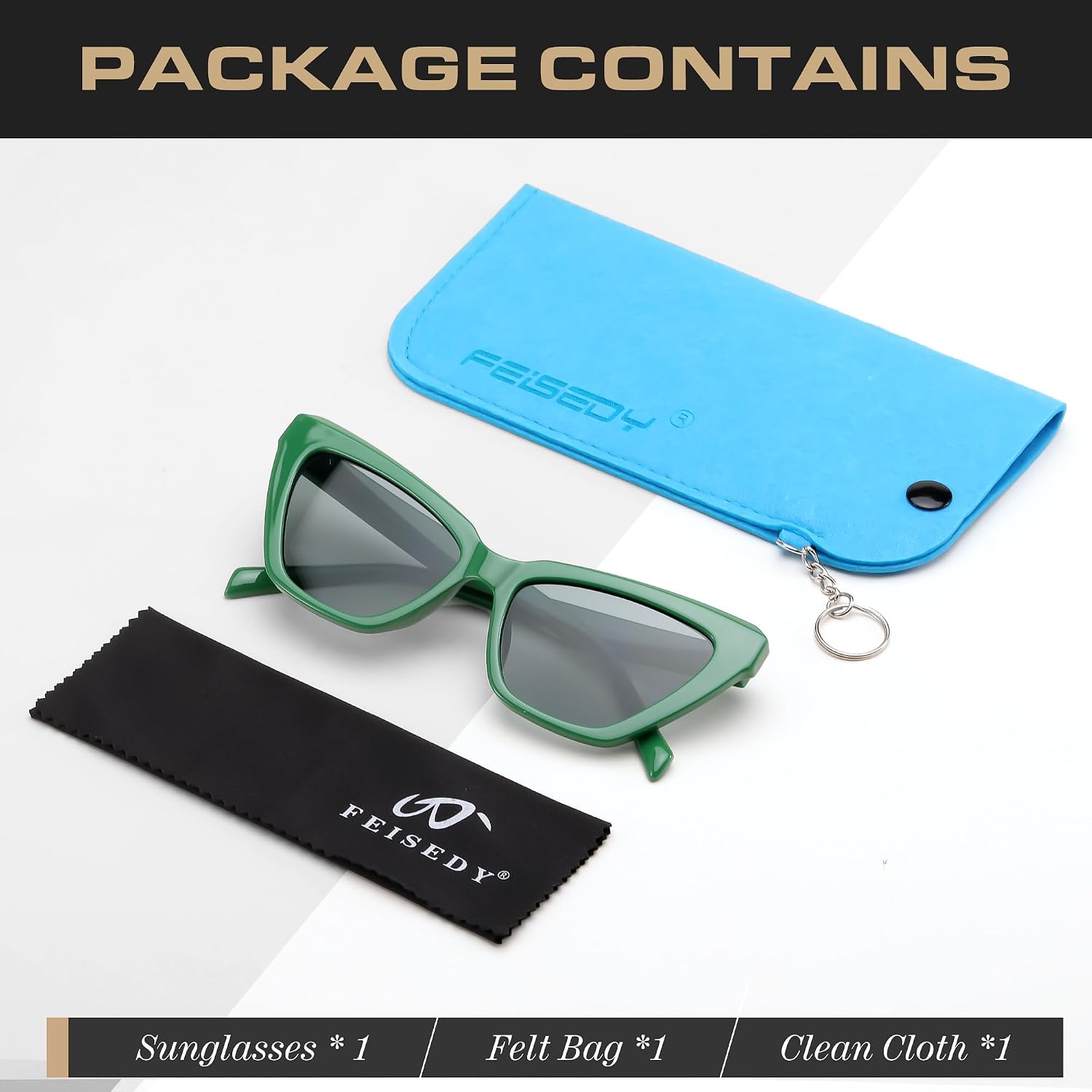 商品图片 7 | B0CYZG81R8 | FEISEDY Retro Cat Eye Sunglasses for Women UV400 Protection Small Vintage Chic Shades B0132