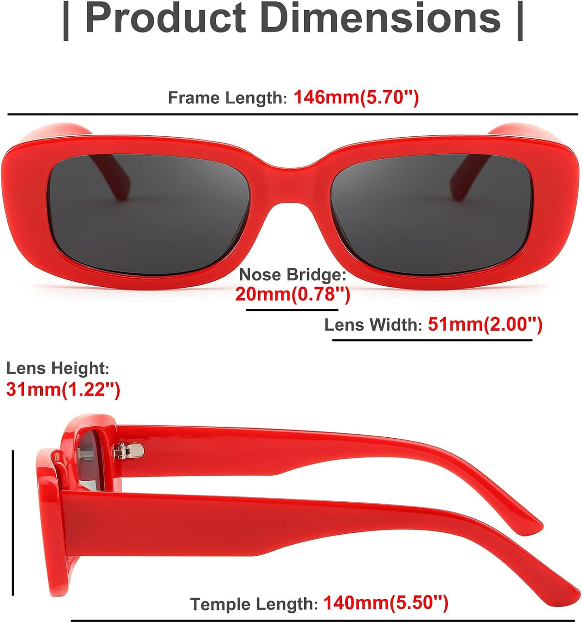 ÉÌƷͼƬ 4 | B09XM65NG6 | FEISEDY 2PACK Rectangle Retro Sunglasses 90s Chunky Small Cool Square Glasses B7039-F2