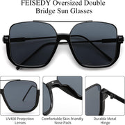 ÉÌƷͼƬ 12 | B0GXYGJLHV | FEISEDY Retro Square Aviator Sunglasses for Women Men Y2K Oversized B0432