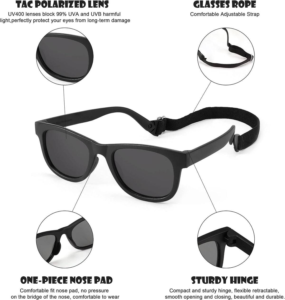 ÉÌƷͼƬ 4 | B0BQC69987 | FEISEDY Kids Polarized Sunglasses Toddler Sunglasses Flexible Frame with Strap for Baby Girls Boys Age 2-8 B2352