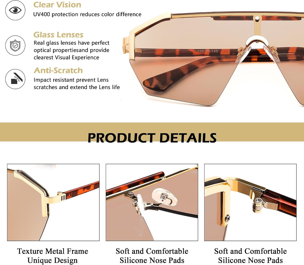 ÉÌƷͼƬ 14 | B0D6G3P982 | FEISEDY Fashion Flat One Piece Oversized Sunglasses Rimless Irregular Stylish Retro Design Shade Women Men B0153