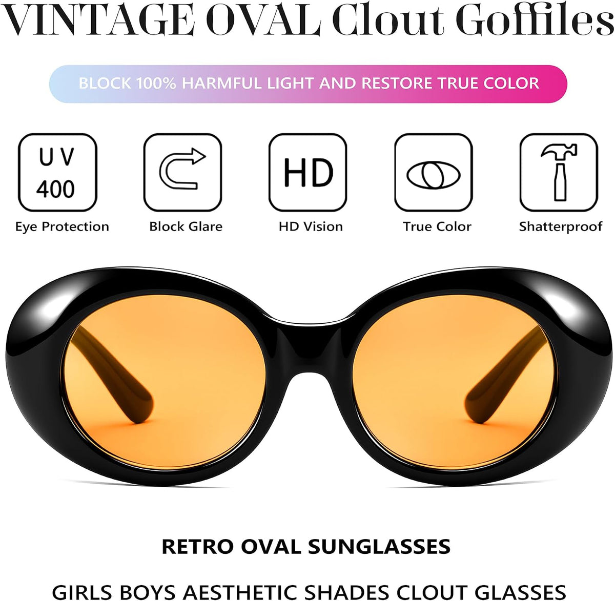 ÉÌƷͼƬ 49 | B074H8KFSZ | FEISEDY Sunglasses White Oval Clout Goggles for Women Men Retro Round Trendy Rimmed Clueless Costume Frame B2253