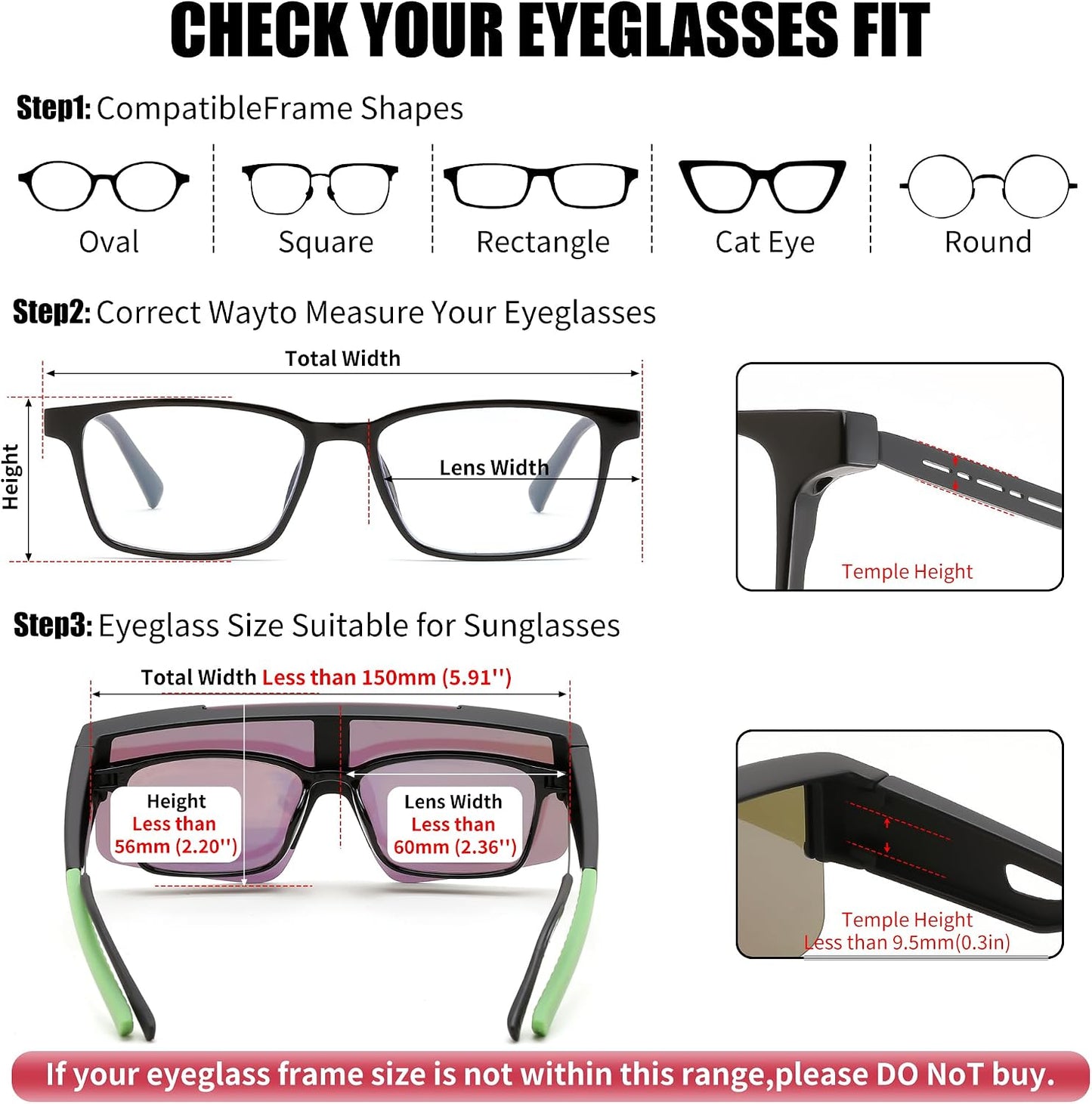 商品图片 5 | B0GGMHCCXG | FEISEDY Polarized Fit Over Glasses Sunglasses for Men Women, Sports Wrap Around for Driving Cycling Fishing B0382